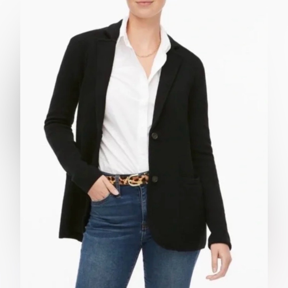 J.Crew Factory Knit Blazer XL Black Cotton Casual Structured Jacket